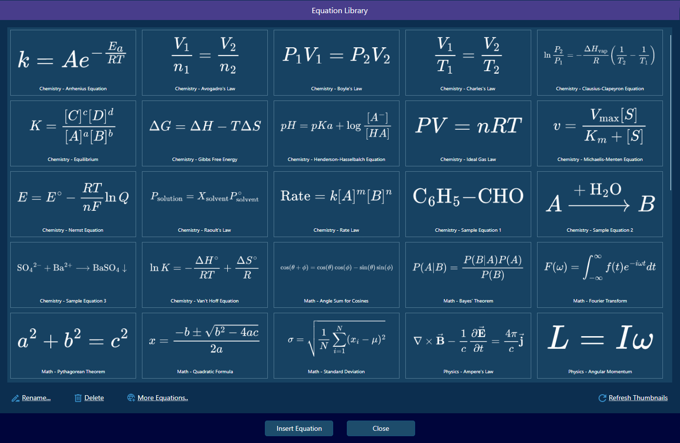 Equation Library